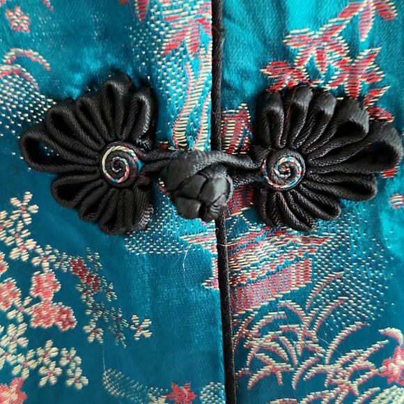 Vintage Peony Brand Shanghai China Robe Coat Size Med Satin Pankou Knot Button - Picture 7 of 11